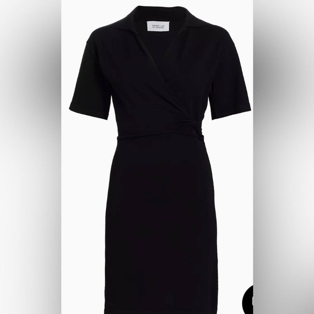 NWT Derek Lam 10 Crosby Raylen Twist Short-Sleeve Black Dress (Medium) - Picture 6 of 13